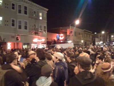 Partying on top of a van (I believe the owner of the van...